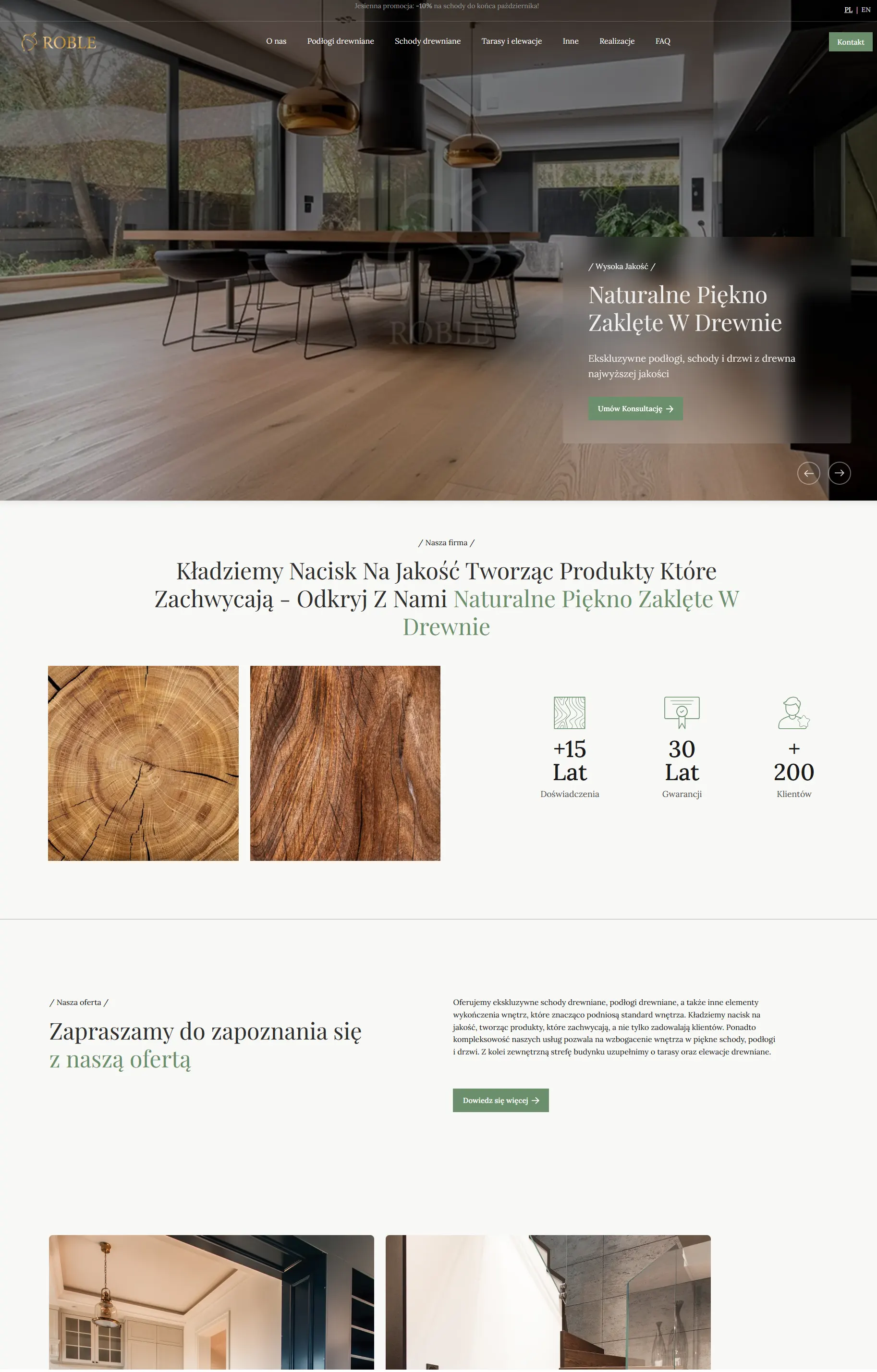 Strona internetowa dla firmy wykonującej drewniane schody, podłogi i drzwi